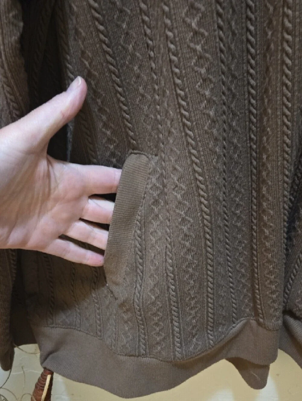 French Laundry Taupe Brown Cable Turtleneck Sweater